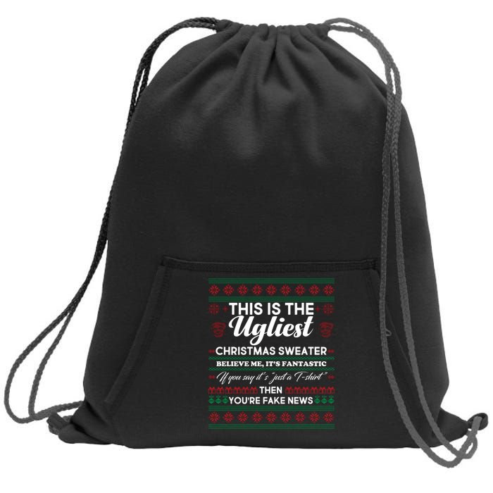 This Is The Ugliest Christmas Sweater Trump Sweatshirt Cinch Pack Bag