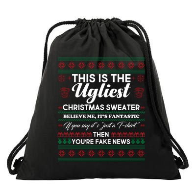 This Is The Ugliest Christmas Sweater Trump Drawstring Bag