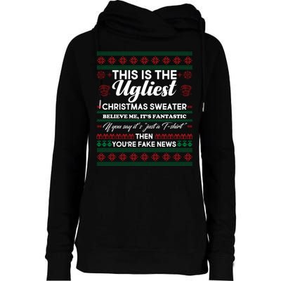 This Is The Ugliest Christmas Sweater Trump Womens Funnel Neck Pullover Hood
