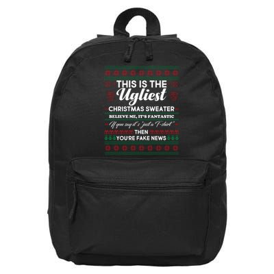 This Is The Ugliest Christmas Sweater Trump 16 in Basic Backpack