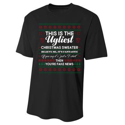 This Is The Ugliest Christmas Sweater Trump Performance Sprint T-Shirt