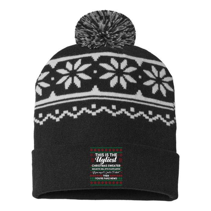 This Is The Ugliest Christmas Sweater Trump USA-Made Snowflake Beanie