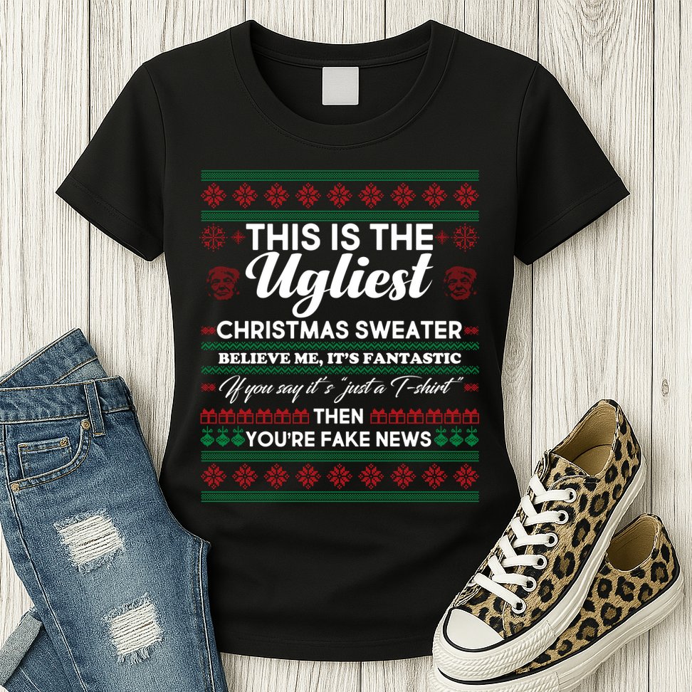 This Is The Ugliest Christmas Sweater Trump Womens T-Shirt