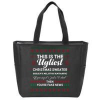 This Is The Ugliest Christmas Sweater Trump Zip Tote Bag