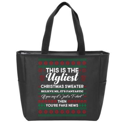 This Is The Ugliest Christmas Sweater Trump Zip Tote Bag