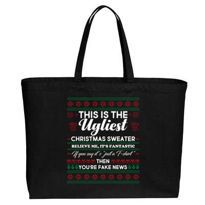 This Is The Ugliest Christmas Sweater Trump Cotton Canvas Jumbo Tote