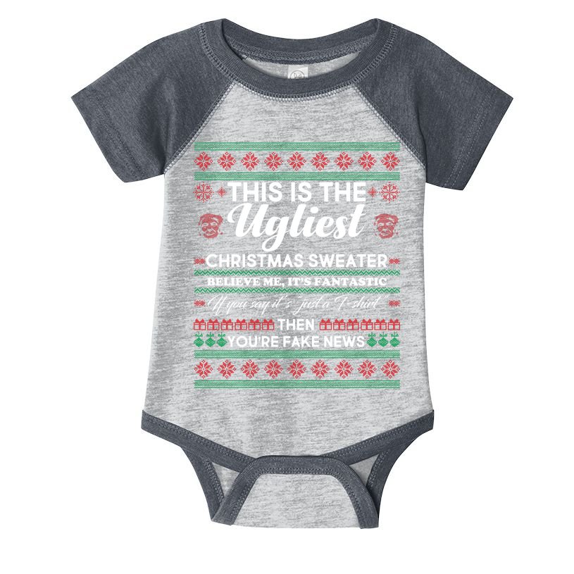 This Is The Ugliest Christmas Sweater Trump Infant Baby Jersey Bodysuit
