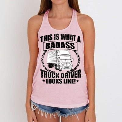 This Is What A Badass Truck Driver Looks Women's Knotted Racerback Tank