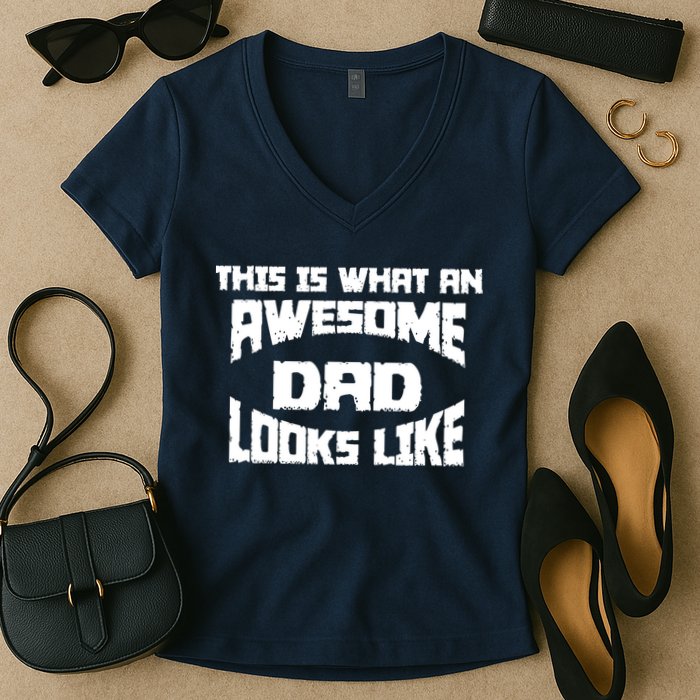 This Is What An Awesome Dad Looks Like Retro Women's V-Neck T-Shirt