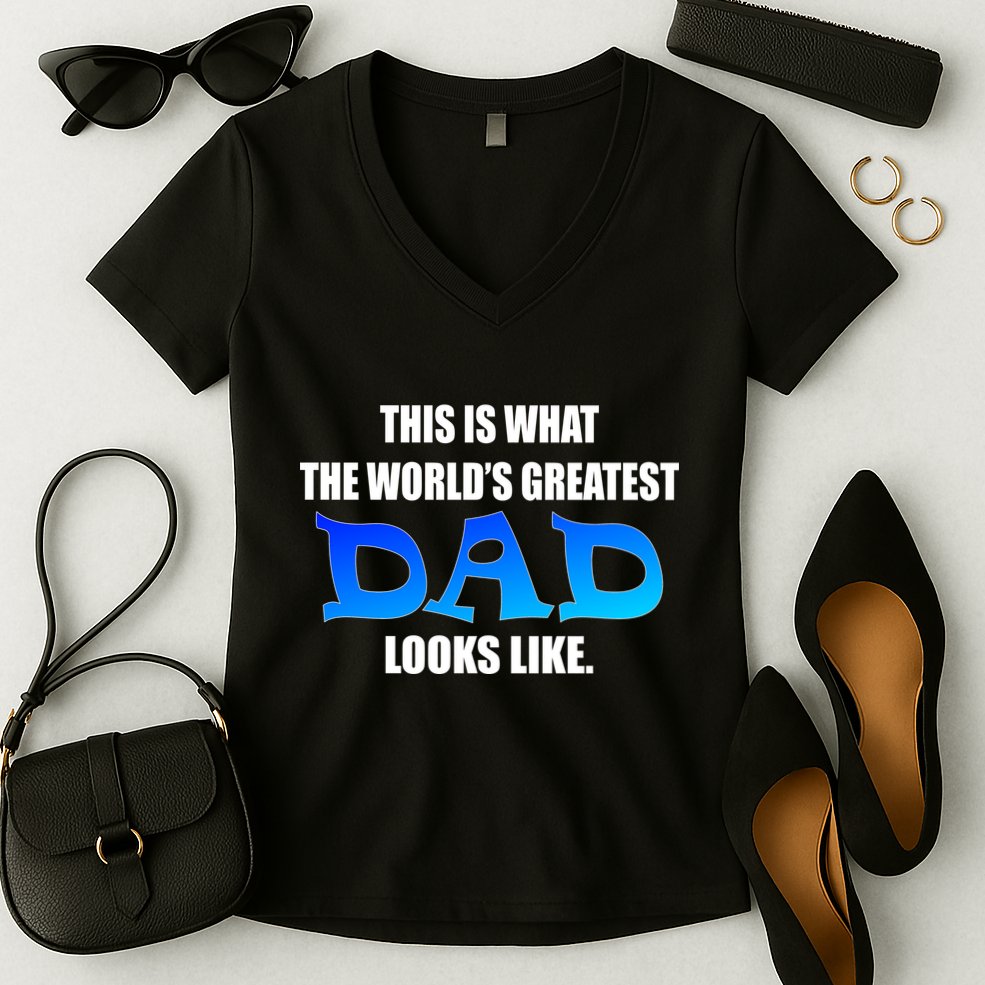 This Is What The World's Greatest Dad Looks Like Women's V-Neck T-Shirt