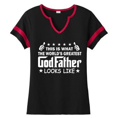 This Is What The World's Greatest GodFather Looks Like Ladies Halftime Notch Neck Tee