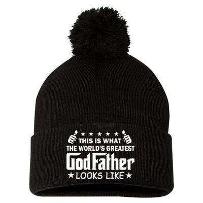 This Is What The World's Greatest GodFather Looks Like Pom Pom 12in Knit Beanie