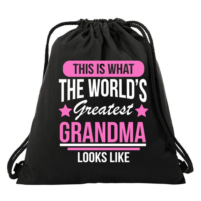 This Is What The Worlds Greatest Grandma Looks Like Drawstring Bag