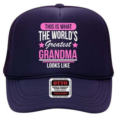 This Is What The Worlds Greatest Grandma Looks Like High Crown Mesh Back Trucker Hat