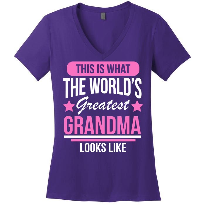 This Is What The Worlds Greatest Grandma Looks Like Women's V-Neck T-Shirt