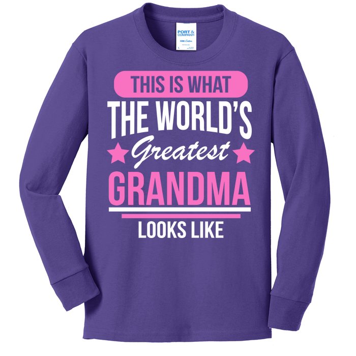 This Is What The Worlds Greatest Grandma Looks Like Kids Long Sleeve Shirt