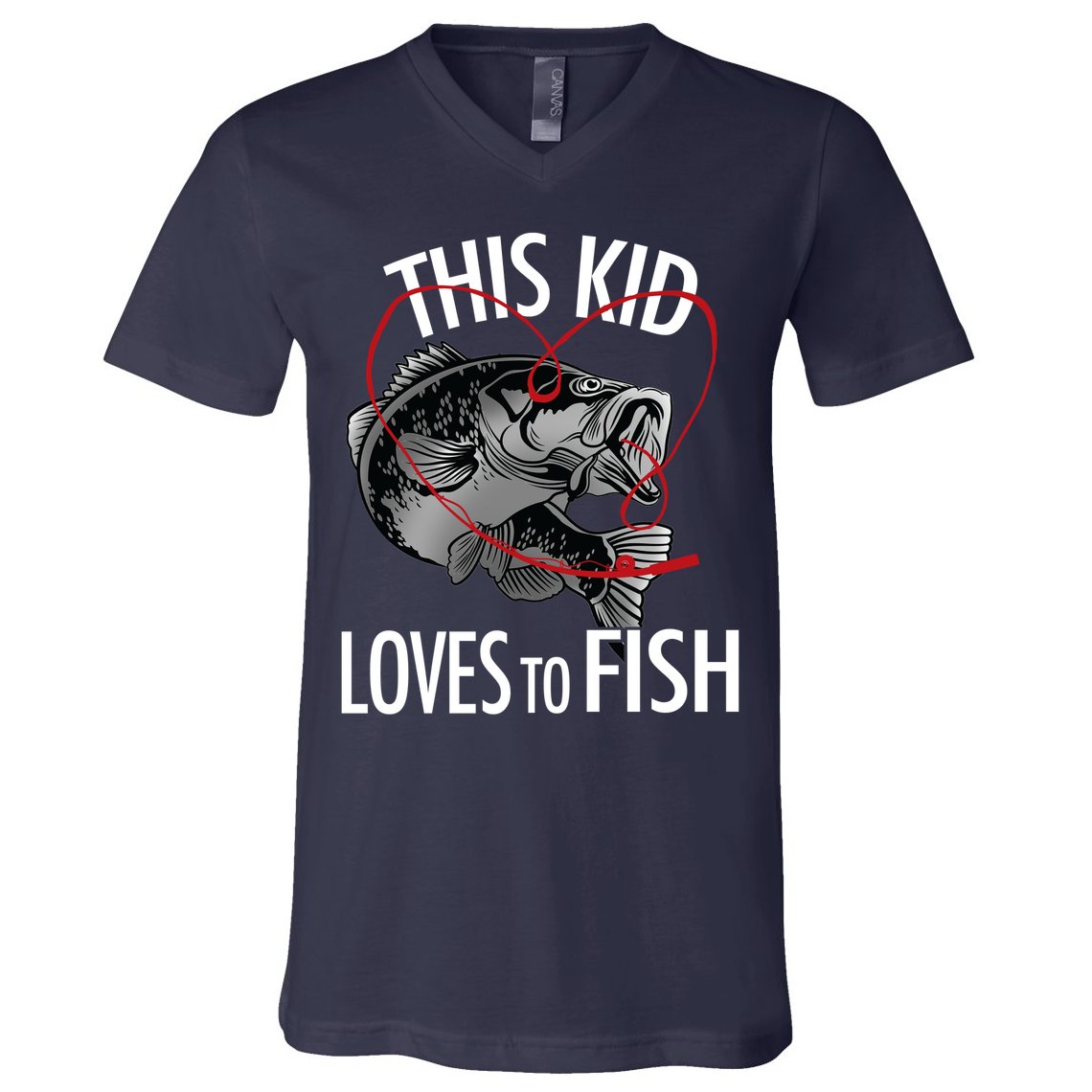 This Kid Loves To Fish V-Neck T-Shirt