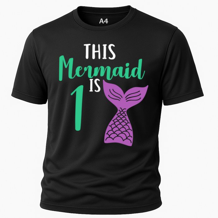 This Mermaid Is 1 Years Old Birthday Cooling Performance Crew T-Shirt