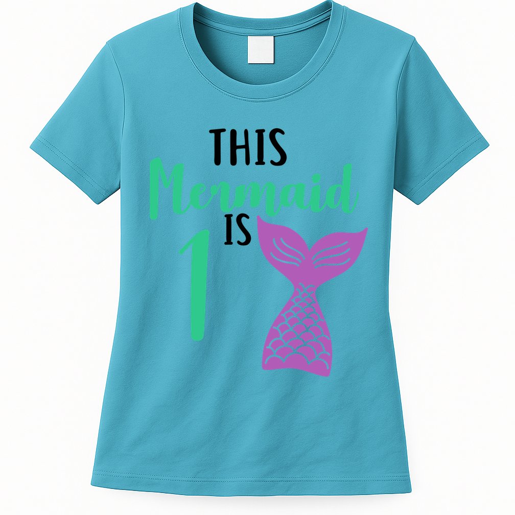 This Mermaid Is 1 Years Old Birthday Womens T-Shirt