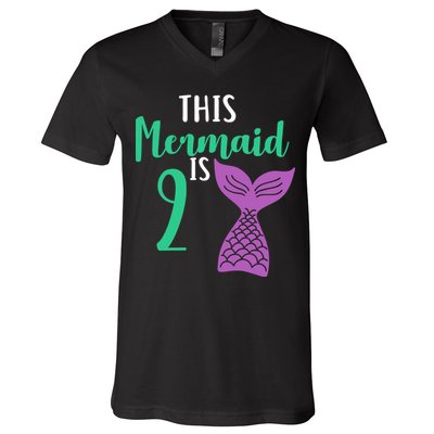 This Mermaid Is 2 Years Old Birthday V-Neck T-Shirt