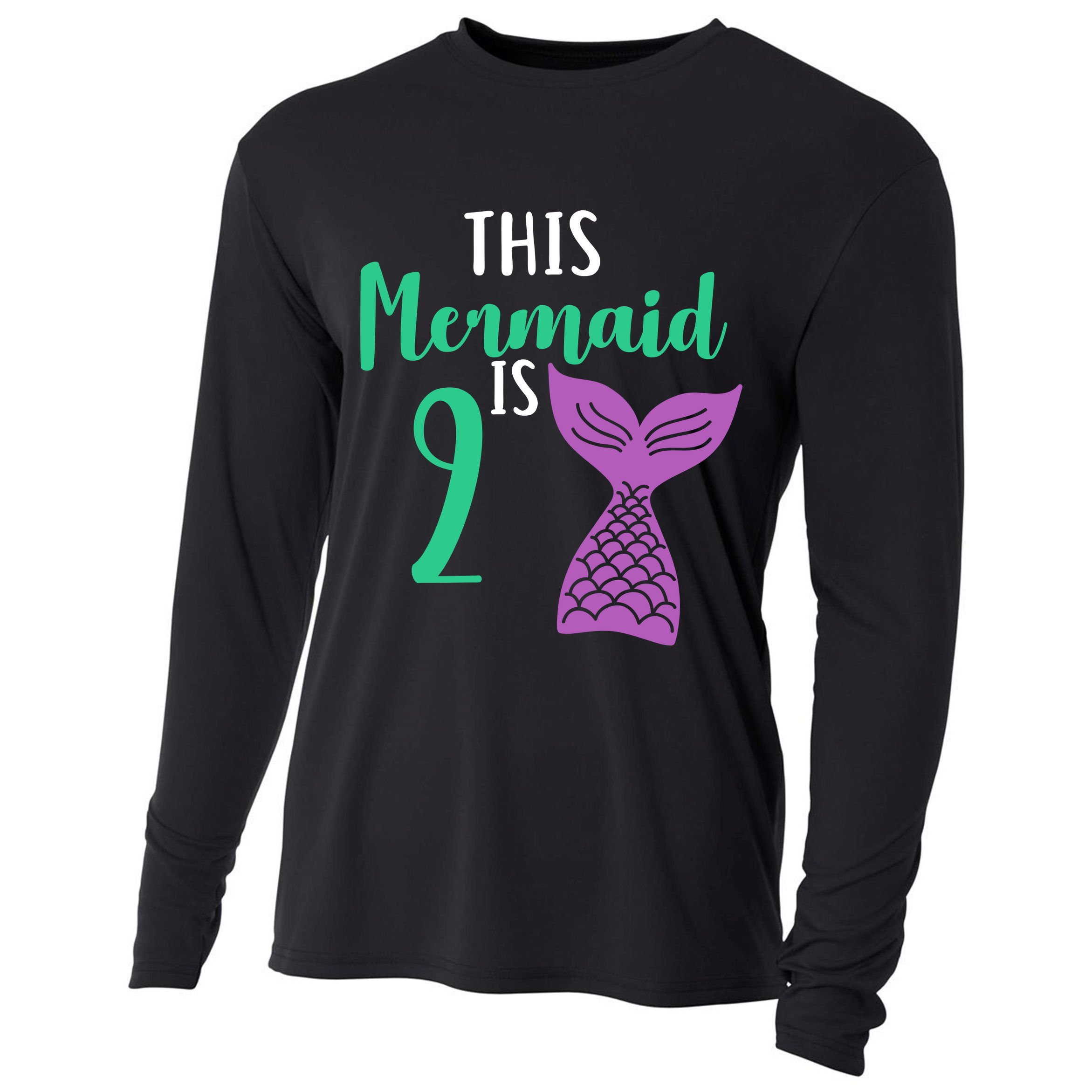 This Mermaid Is 2 Years Old Birthday Cooling Performance Long Sleeve Crew