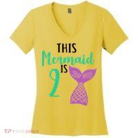 This Mermaid Is 2 Years Old Birthday Women's V-Neck T-Shirt