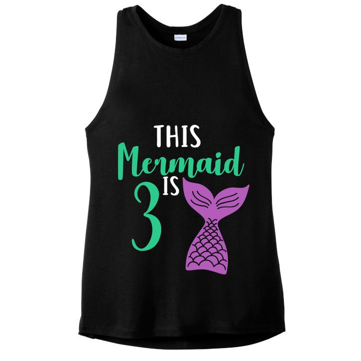 This Mermaid Is 3 Years Old Birthday Ladies PosiCharge Tri-Blend Wicking Tank