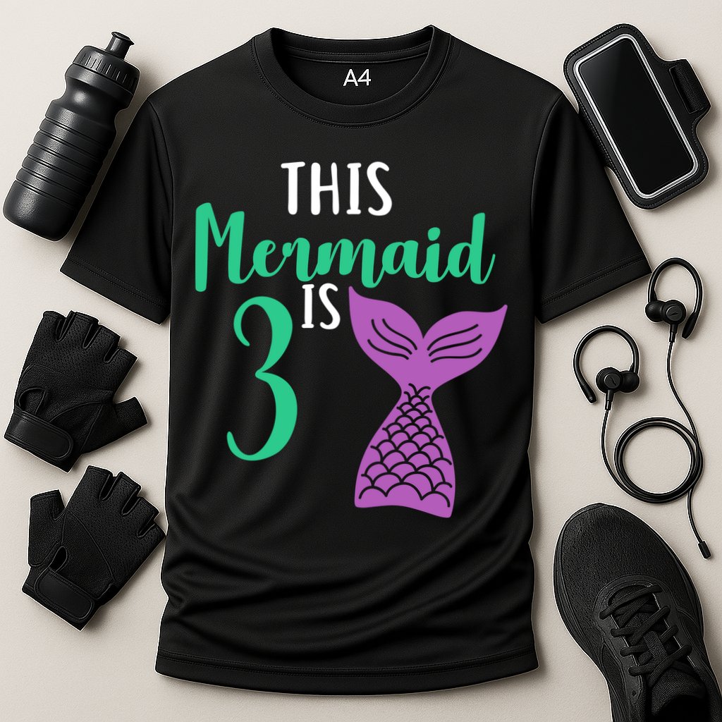 This Mermaid Is 3 Years Old Birthday Cooling Performance Crew T-Shirt