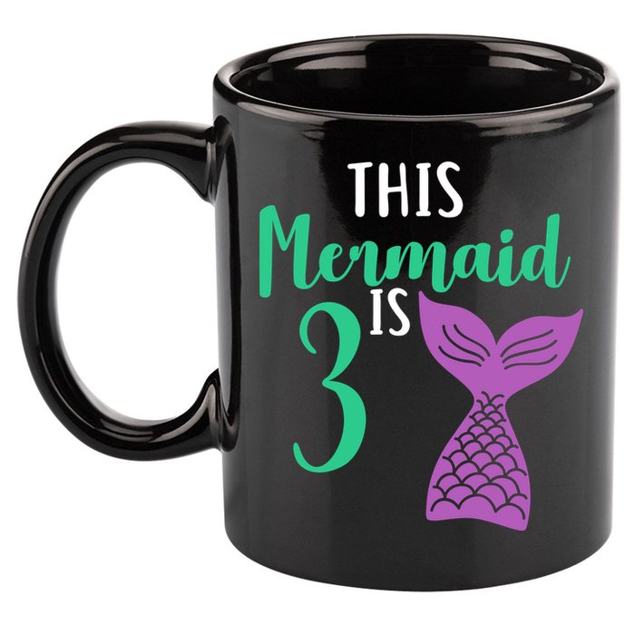 This Mermaid Is 3 Years Old Birthday 11oz C Handle Ceramic Mug