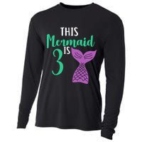 This Mermaid Is 3 Years Old Birthday Cooling Performance Long Sleeve Crew