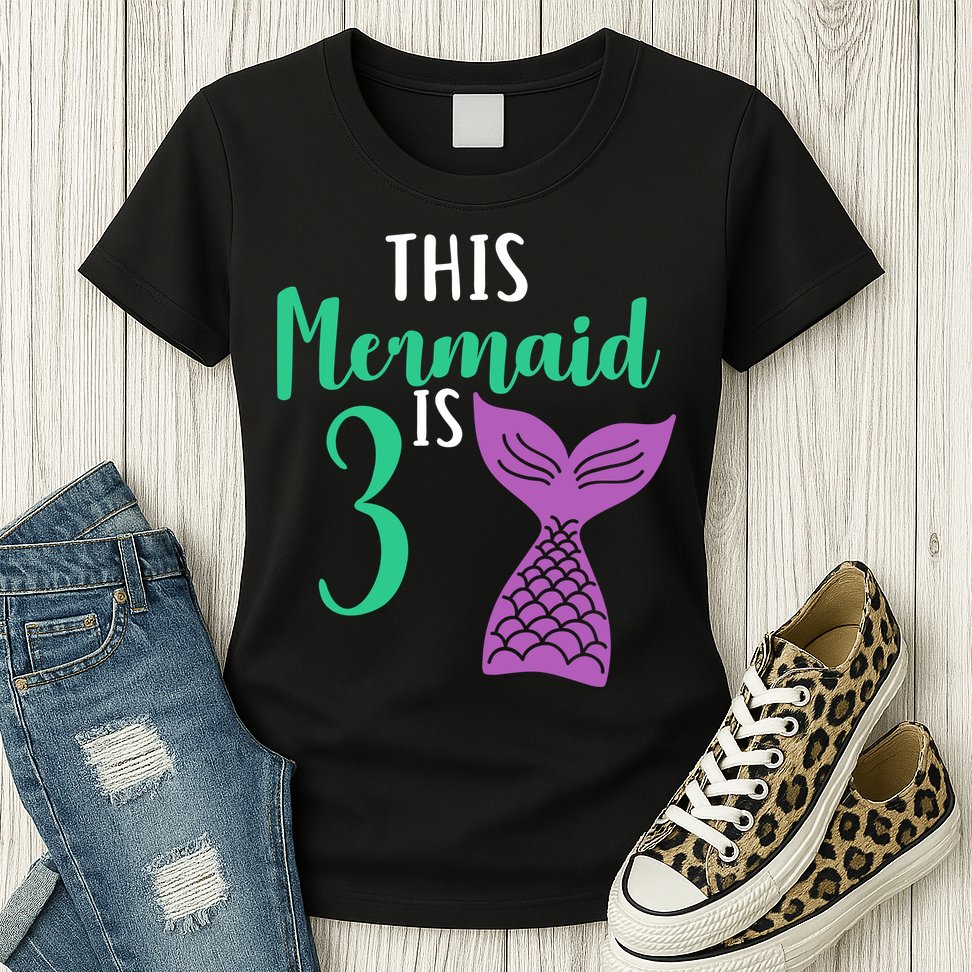This Mermaid Is 3 Years Old Birthday Womens T-Shirt