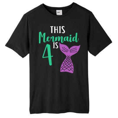 This Mermaid Is 4 Years Old Birthday Tall Fusion ChromaSoft Performance T-Shirt