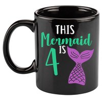 This Mermaid Is 4 Years Old Birthday 11oz C Handle Ceramic Mug