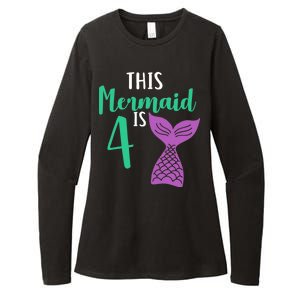 This Mermaid Is 4 Years Old Birthday Womens CVC Long Sleeve Shirt