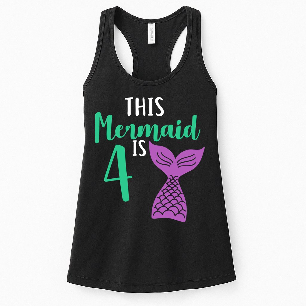 This Mermaid Is 4 Years Old Birthday Womens Tank Top