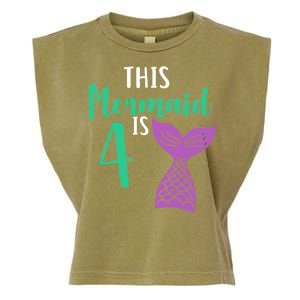 This Mermaid Is 4 Years Old Birthday Garment-Dyed Women's Muscle Tee