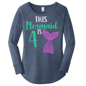 This Mermaid Is 4 Years Old Birthday Women's Perfect Tri Tunic Long Sleeve Shirt