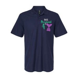 This Mermaid Is 4 Years Old Birthday Softstyle Adult Sport Polo