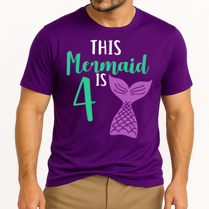 This Mermaid Is 4 Years Old Birthday Cooling Performance Crew T-Shirt