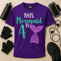 This Mermaid Is 4 Years Old Birthday Cooling Performance Crew T-Shirt