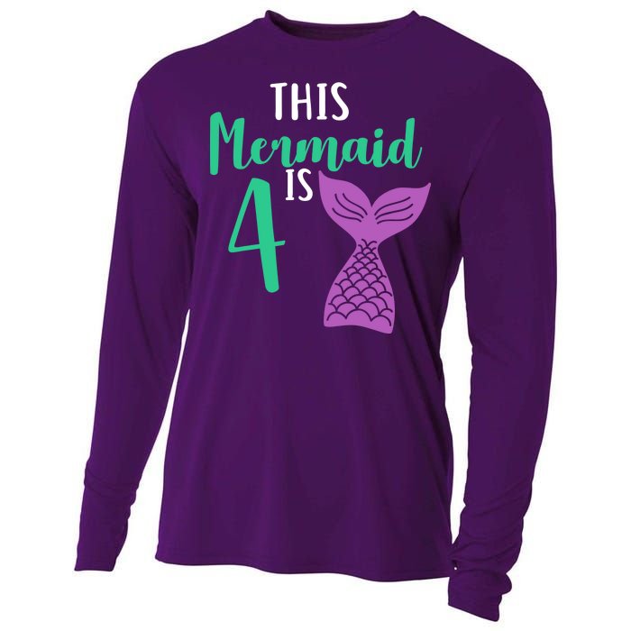 This Mermaid Is 4 Years Old Birthday Cooling Performance Long Sleeve Crew