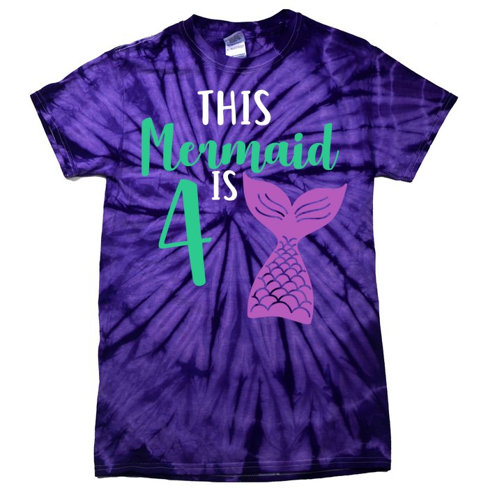 This Mermaid Is 4 Years Old Birthday Tie-Dye T-Shirt