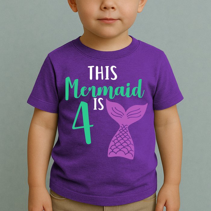This Mermaid Is 4 Years Old Birthday Toddler T-Shirt