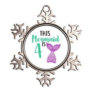 This Mermaid Is 4 Years Old Birthday Metallic Star Ornament