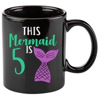 This Mermaid Is 5 Years Old Birthday 11oz C Handle Ceramic Mug