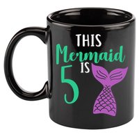 This Mermaid Is 5 Years Old Birthday 11oz C Handle Ceramic Mug