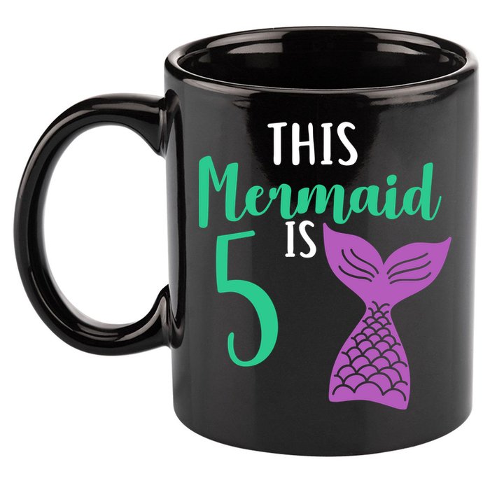 This Mermaid Is 5 Years Old Birthday 11oz C Handle Ceramic Mug