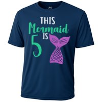 This Mermaid Is 5 Years Old Birthday Cooling Performance Crew T-Shirt