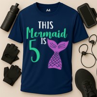 This Mermaid Is 5 Years Old Birthday Cooling Performance Crew T-Shirt