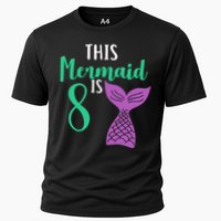 This Mermaid Is 8 Years Old Birthday Cooling Performance Crew T-Shirt